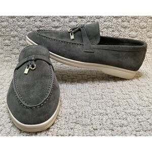 Loro Piana Loafers Womens 39 9 8 Gray Suede Summer Walk Charms Walk Shoes Flats